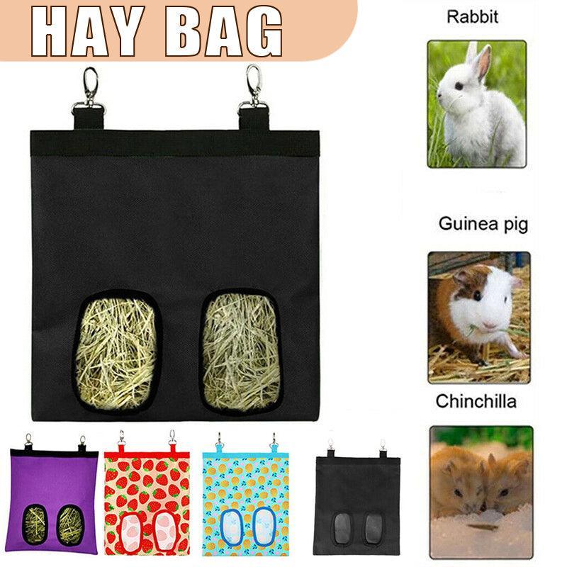 V528-RABBITFEEDINGBAG-RED-346083-202509301554-00 Hay Bag Guinea Pig Rabbit Feeding Bag Animal Hay Feeder Bag Hanging Feeder - Red - Image 1