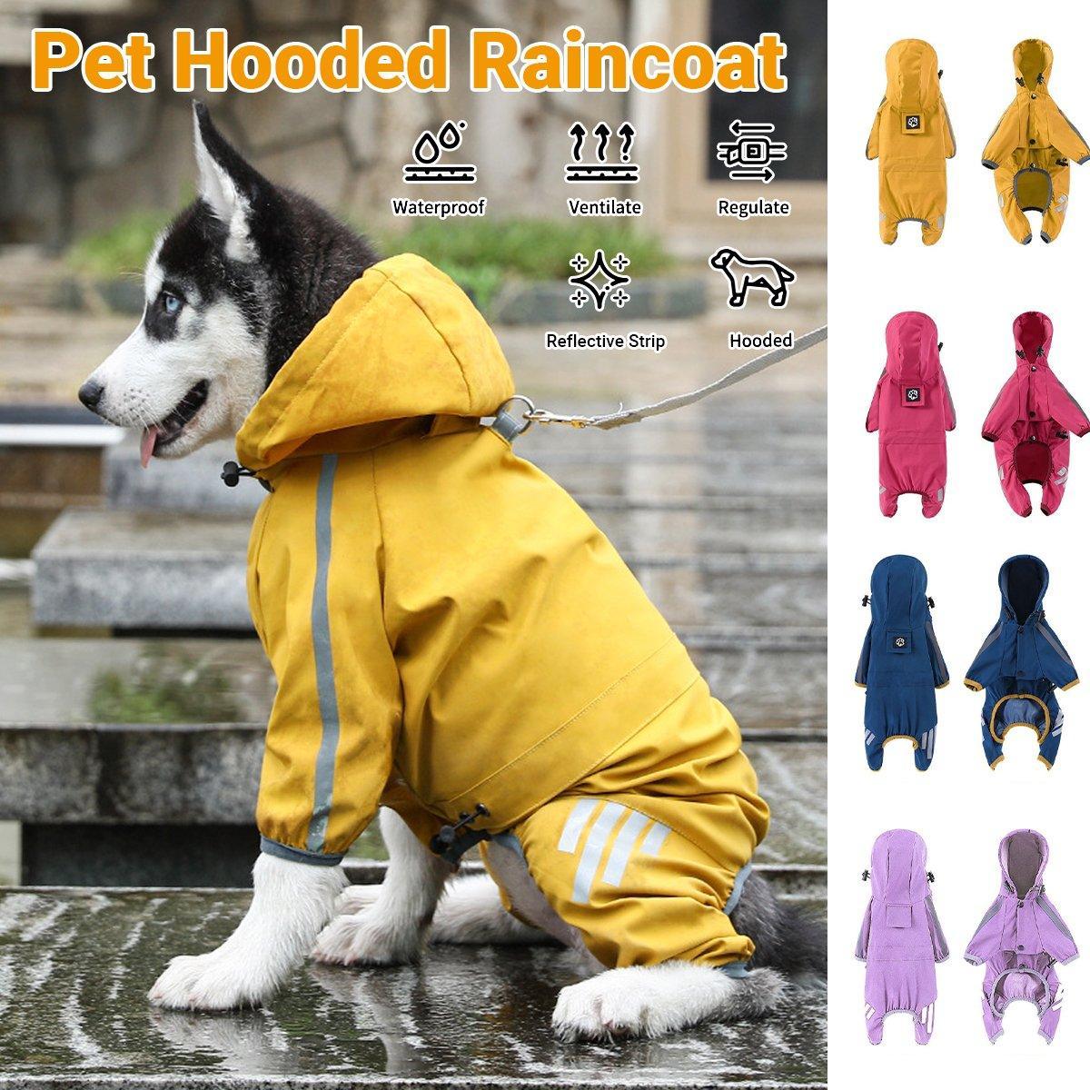 V528-RAINCOAT-FF-M-648833-202509301827-00 Waterproof Four Corner Pet Raincoats In Large Medium And Small Sizes Are Suitable For Dogs - Pink - M - Image 1