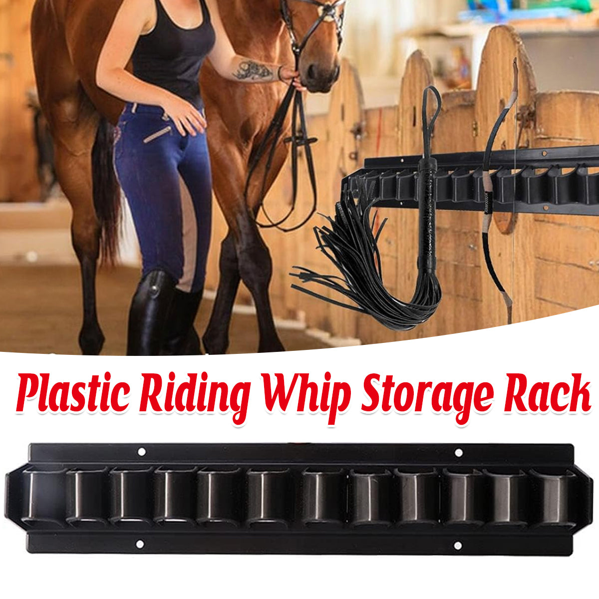V528-SADDLERY-RACK-770887-202509251645-00 Long Whip Tool Storage Rack Horse Gear and Whip Rack Wall Mount Organizer - Image 1
