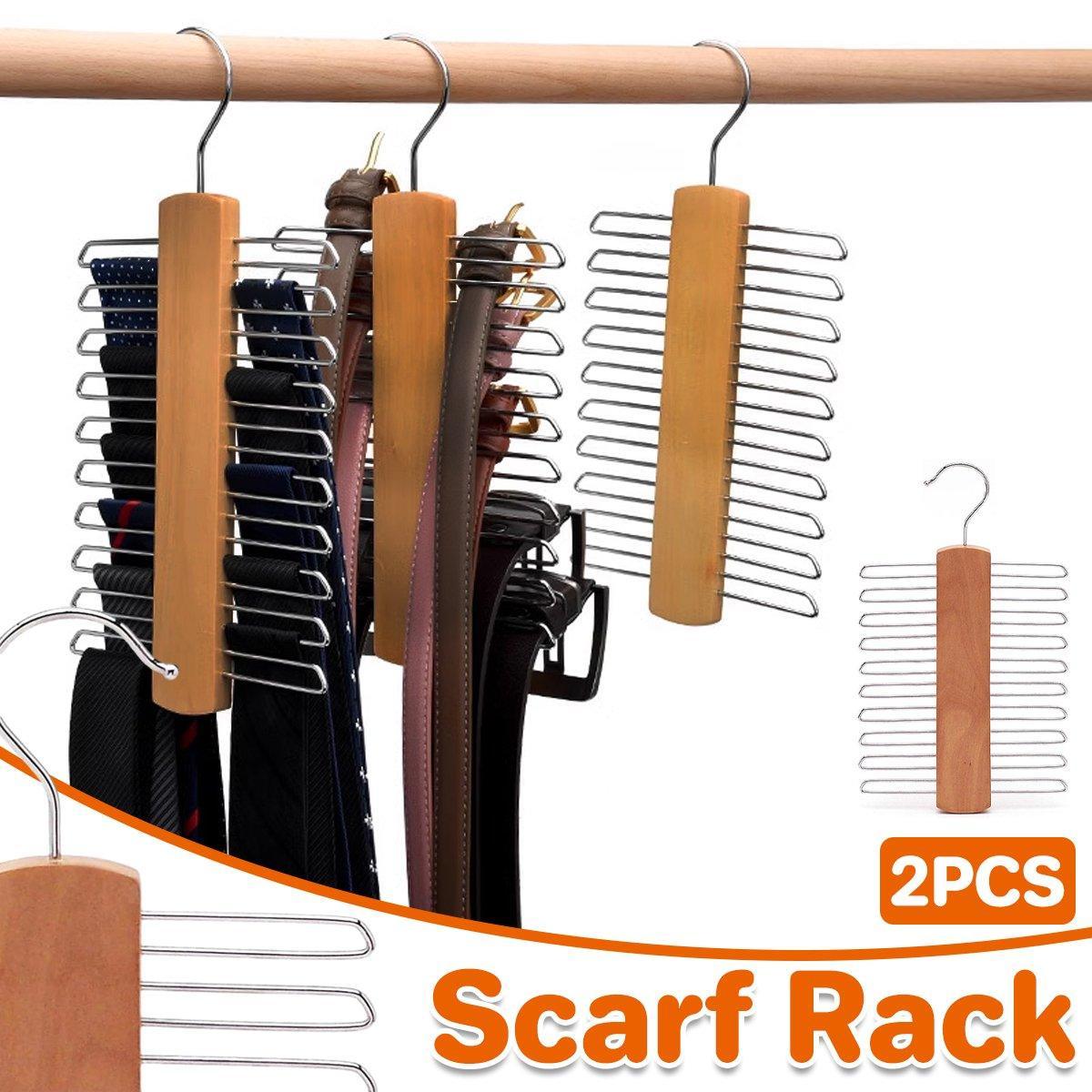 V528-SCARF-HOLDER-2PCS-415641-202509291855-00 2PCS Double Hook Silk Scarf Towel Rack Organizer Tie Hanger Closet Storage - Image 1