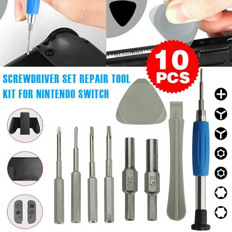 V528-SCREWDRIVERSET-10PCS-867999-202509251230-00 Screwdriver Set Repair Tool Kit For Nintendo Switch NES N64 Joy-con Wii Triwing - Image 1