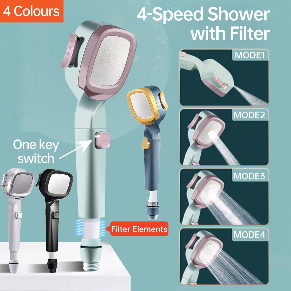 V528-SHOWER-HEAD-PINK-BLUE-892640-202510010818-00 High Pressure Handheld Shower Head with Filter for Bathroom Water Saving Spray - Pink Blue - Image 1