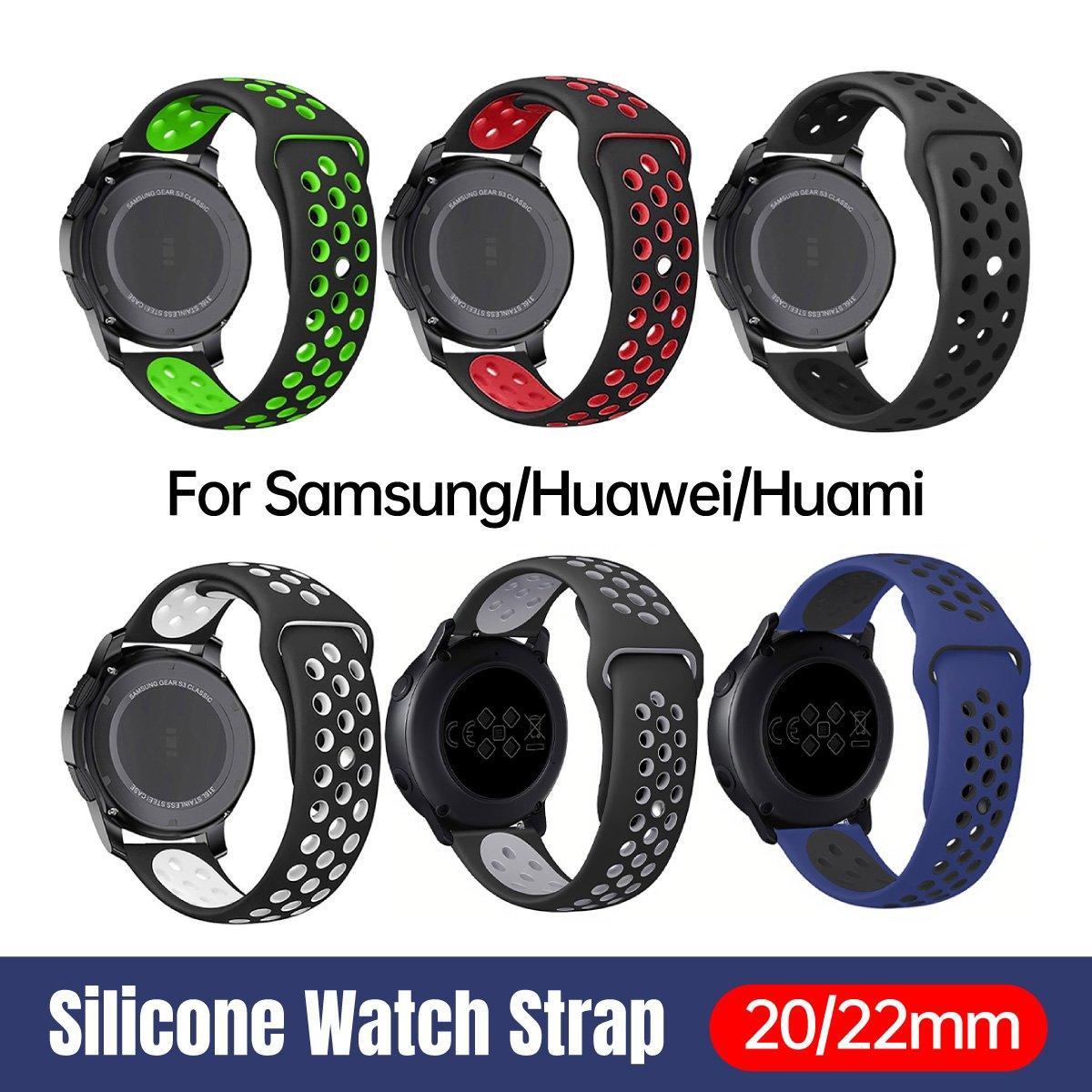 V528-SILICONE-STRAP-20MM-BLUE-257554-202510010709-00 22mm 20mm Silicone Sports Watch Band for Samsung Huawei Huami Two-Tone Strap - 20mm-Blue - Image 1