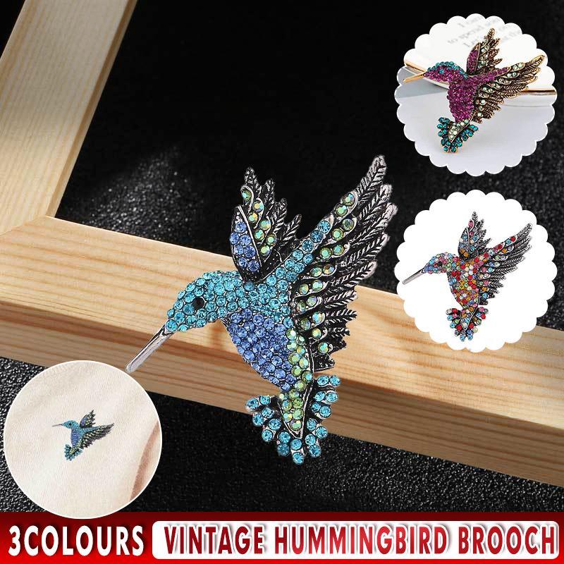 V528-SM00250-HUMMINGBIRD-617519-202510010345-00 Fashion Hummingbird Brooch Pink Diamond Silver Brooch Gift Retro Style - Colourful - Image 1