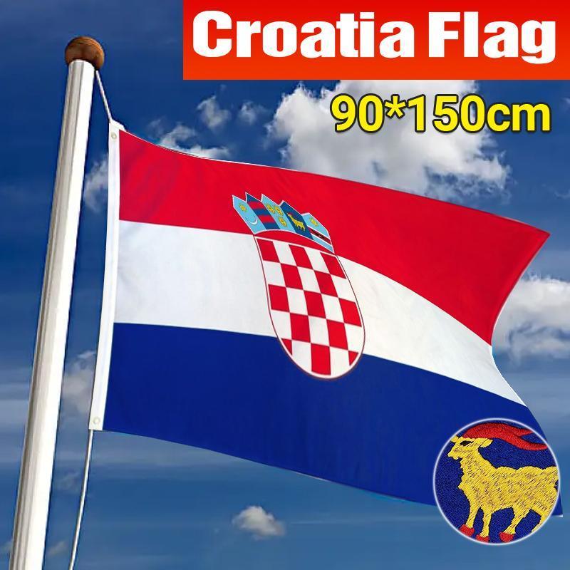 V528-SM00523-CROATIAFLAG-606606-202509291709-00 Large Croatia National Flag 90x150cm Outdoor Polyester Banner with Grommets - Image 1