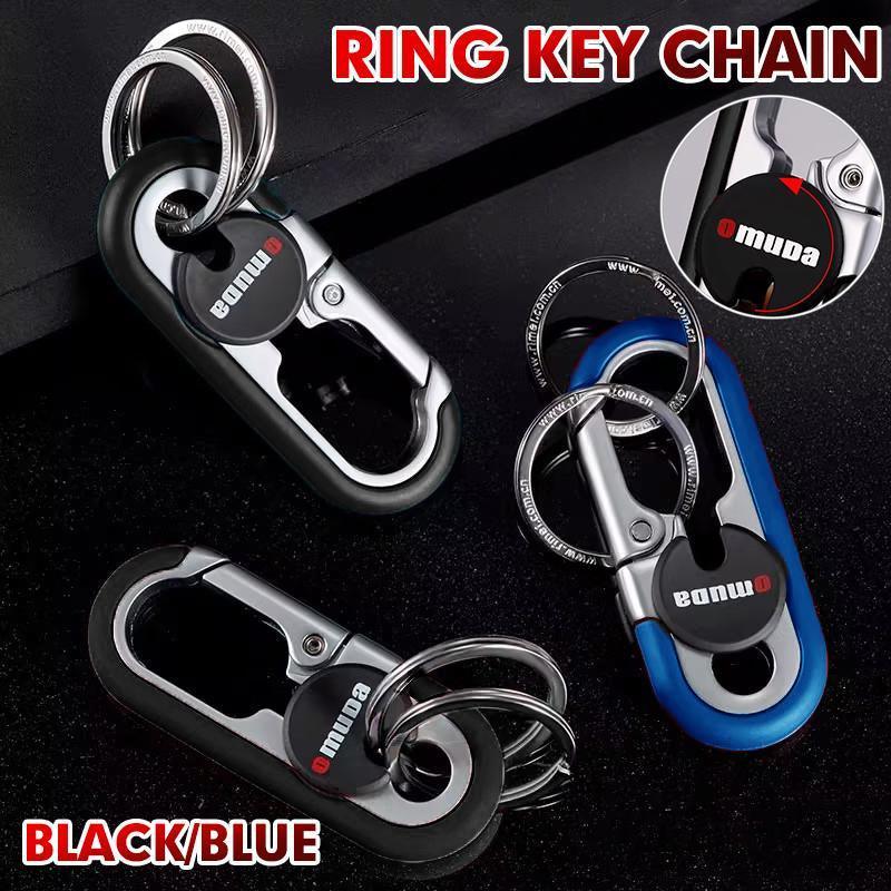 V528-SQ00076-BLACK-779947-202509301727-00 Keychains Fashion Men's Stainless Steel Ring Creative Metal Car Accessory Gift - Black - Image 1
