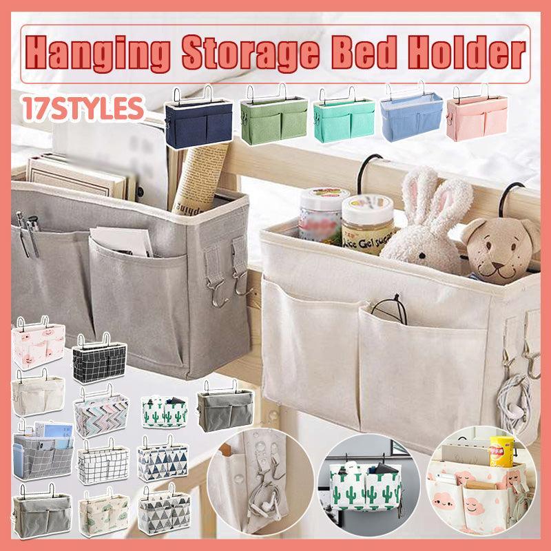 V528-STORAGEBAG-BLACKGRID-336951-202509301900-00 Hanging Bedside Storage Caddy with Pockets for Bunk Bed Dorm Couch Organizing - Black Grid - Image 1