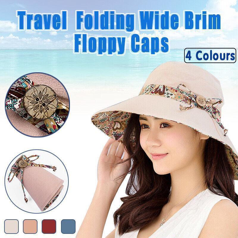 V528-SUNHAT-GREY-657611-202509190935-00 Wide Brim Sun Hat for Women Foldable Floppy Beach Cap with Bow Travel Style - Grey - Image 1
