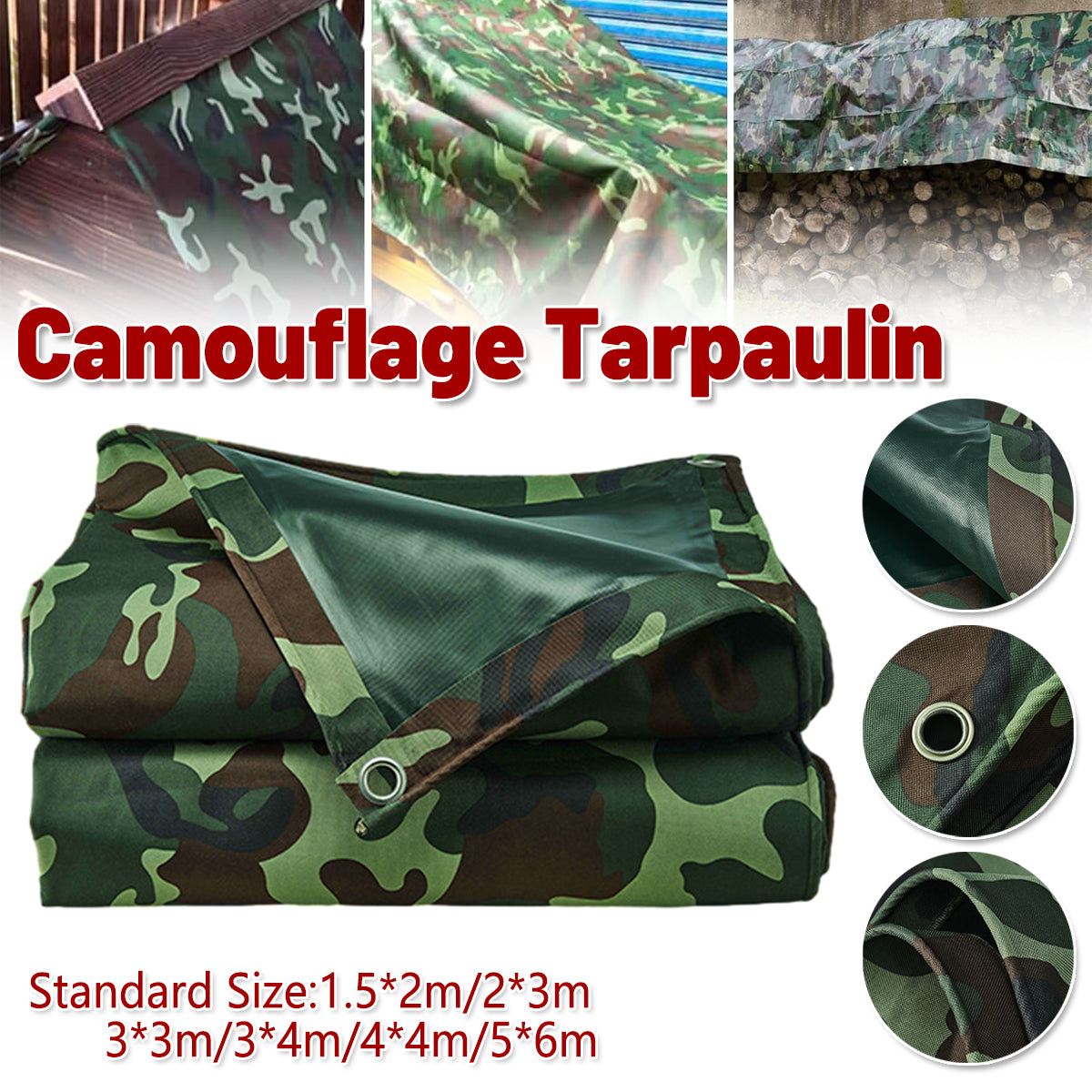 V528-TARPAULIN-3M-3M-228636-202510010100-00 Camouflage Tarpaulin Tarp Cover Outdoor Rainproof Ground Sheet Heavy - 3x3m - Image 1