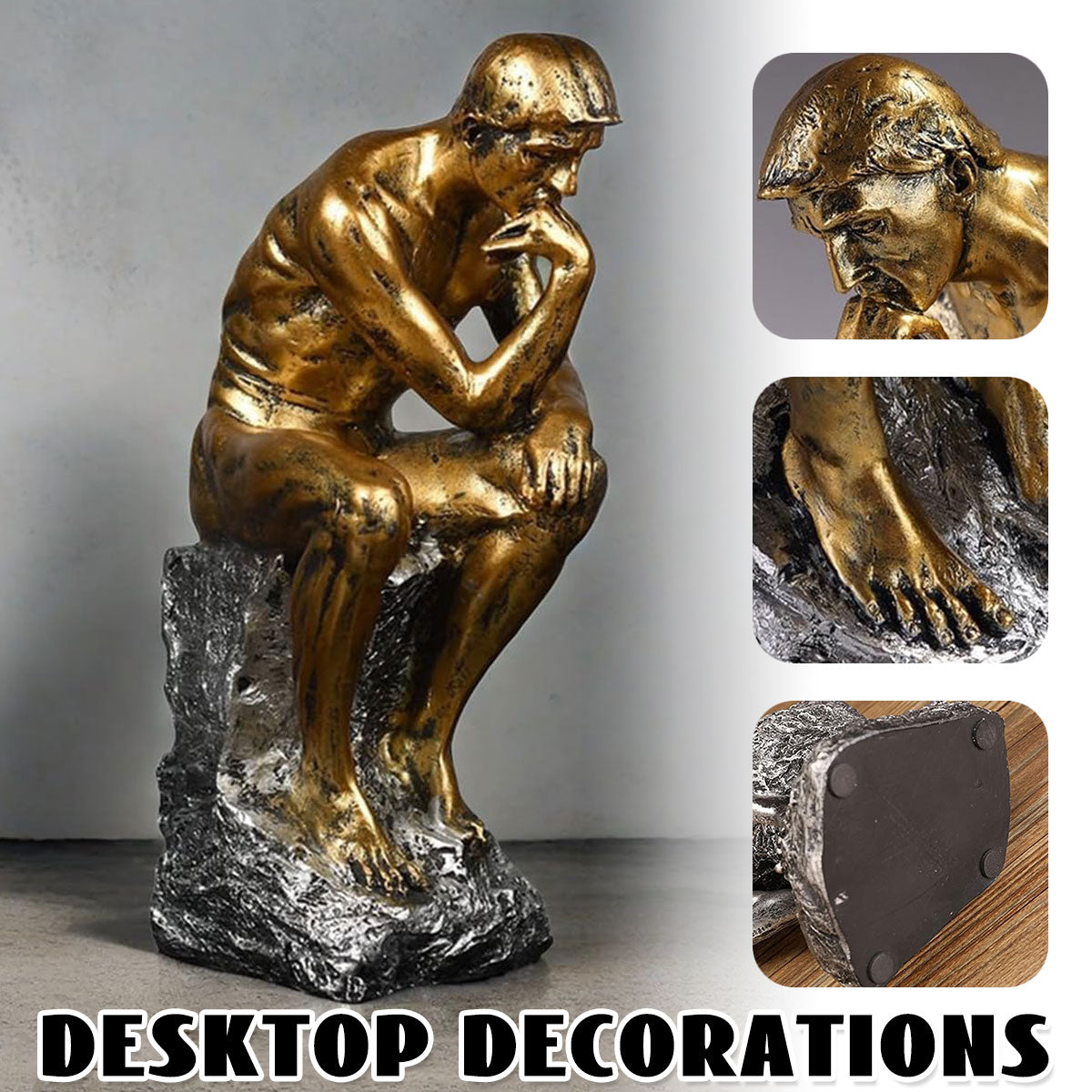 V528-THINKER-GOLD-186641-202509251402-00 Resin Sculpture Home Decor Ornament Tabletop Figurine Modern Decorative Statue - Image 1