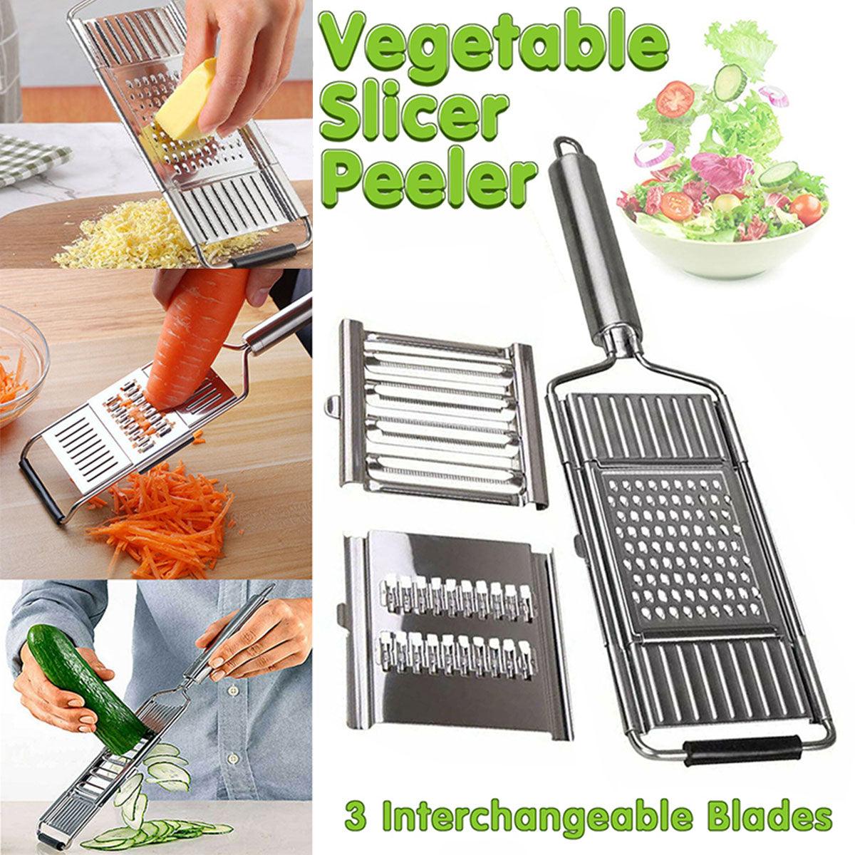 V528-THREEKNIVES-545224-202509251515-00 Multi-Purpose Vegetable Slicer Peeler Stainless Steel Grater Shredder Cutter - Image 1