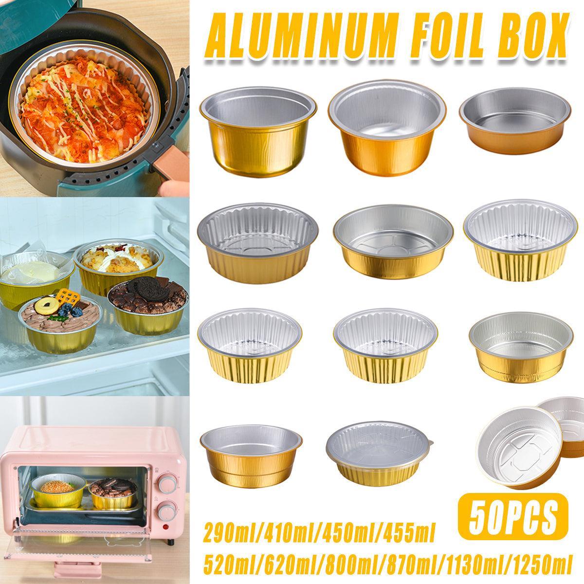V528-TINFOIL-50PCS-ORBICULAR-Y455-668366-202510010554-00 50PCS Thickened Round Aluminum Foil Containers with Plastic Lids - 455ml - Image 1