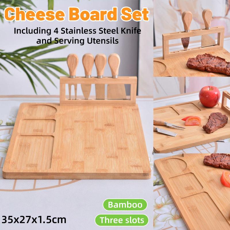 V528-TRAY-199965-202509291900-00 Bamboo Chopping Board Cheese Board Set with Knife Kitchen Charcuterie Serving - Image 1