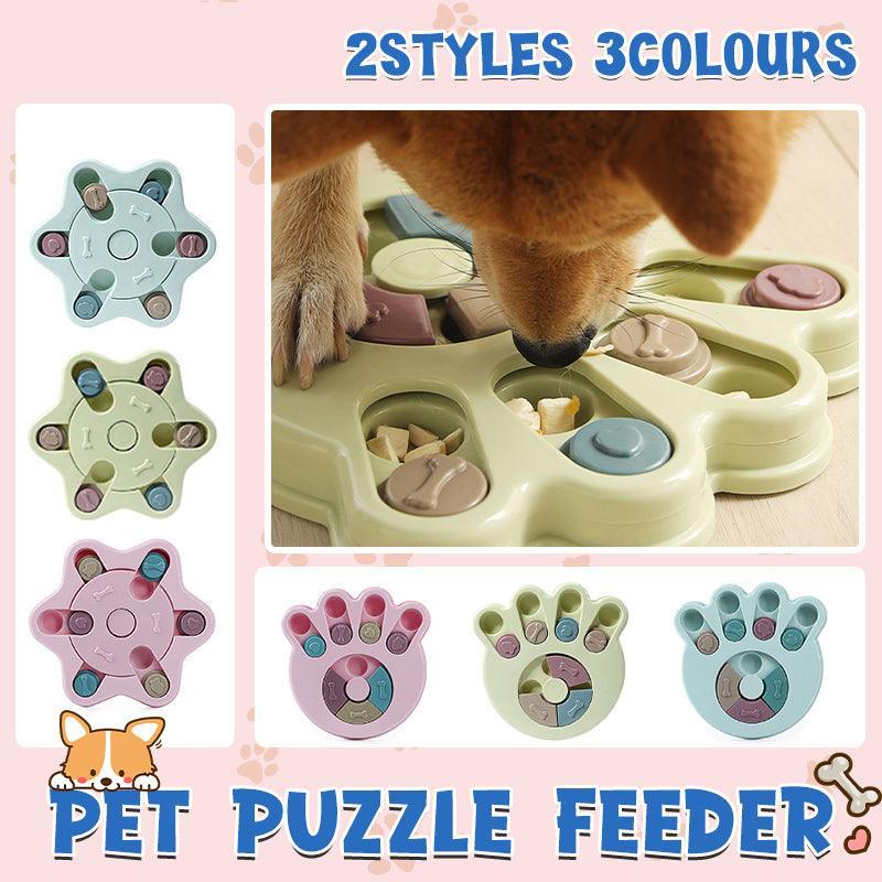 V528-TURNTABLE-CLAW-PINK-85375-202509190926-00 Dog Treat Dispenser Food Puzzle Toy Interactive Training Feeder Pet Supply Bowl - Claw-Pink - Image 1