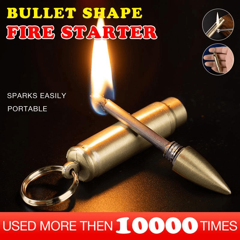 V528-WATERPROOFFIRE-728724-202509291445-00 Waterproof Fire Starter Lighter Match Keychain Survival Camping Metal Bullet - Image 1