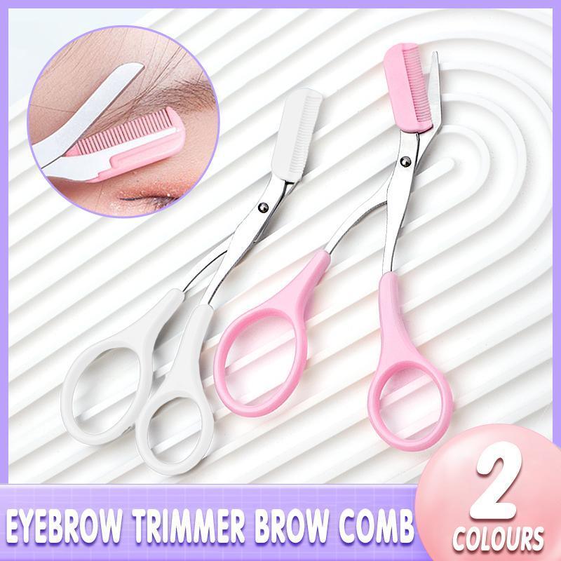 V528-YL099-PINK-5567-202509301618-00 Eyebrow Trimmer Grooming Scissors Eyelash Thinning Shears Comb Brow Shaping Tool - Pink - Image 1