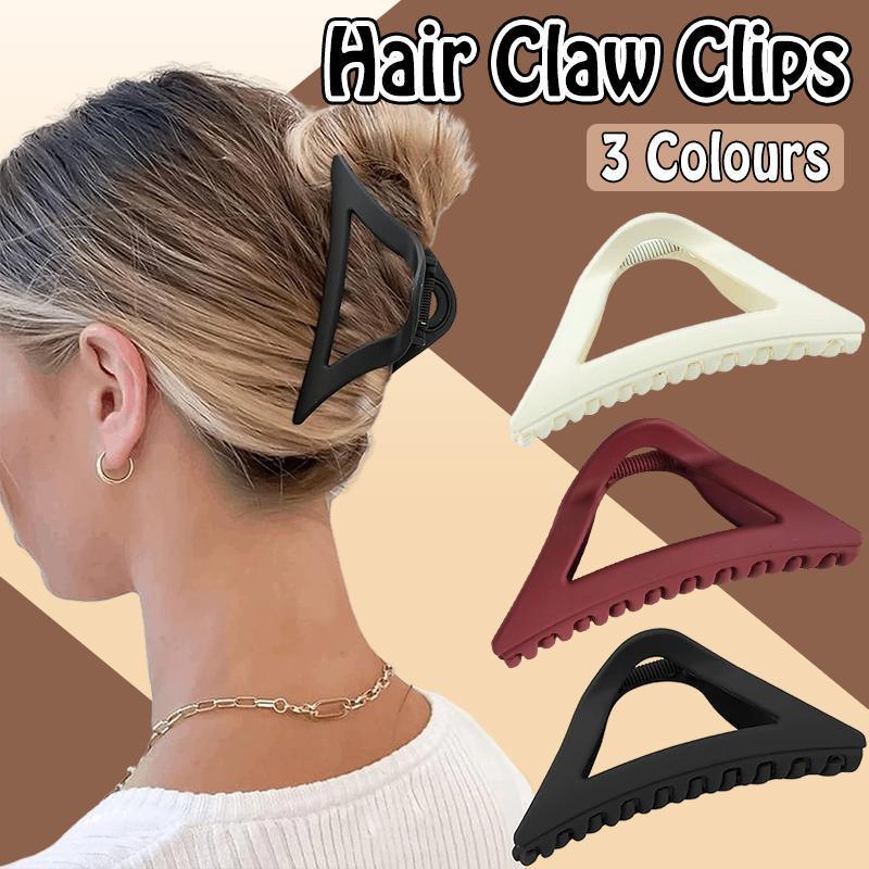 V528-ZK00216-W-RED-792986-202509301309-00 Women's Simple Hair Claws Clip Large Geometric Barrette Ponytail Clamp Hairpin - Wine Red - Image 1