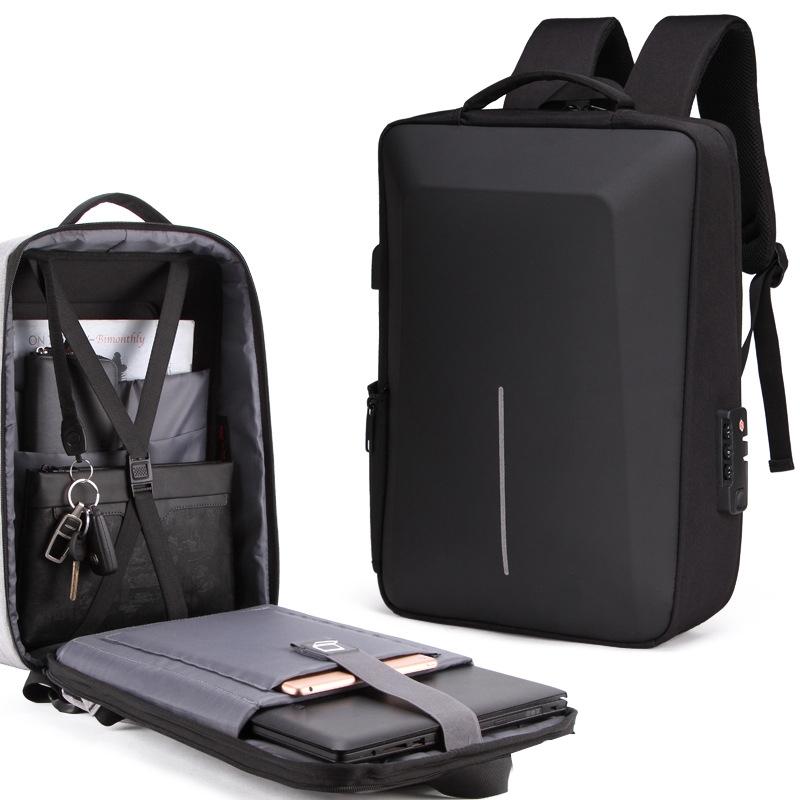 V562-1047432060DBT-202508271541-00 Anti-theft Hard Shell Backpack for Men - Black - Image 1