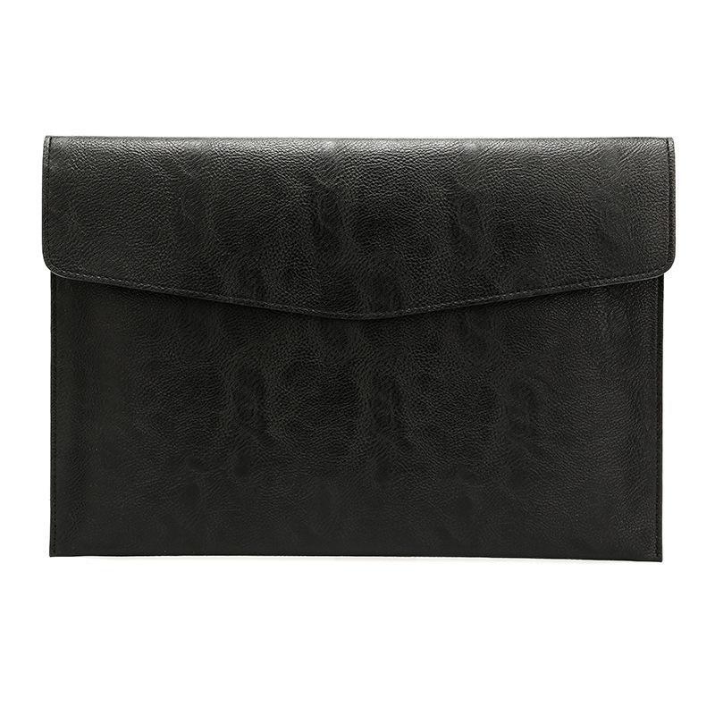 V562-3002691060DBT-202508272140-00 13.3 Inch Laptop Sleeve - Litchi Pattern Pu Leather - Black - Image 1