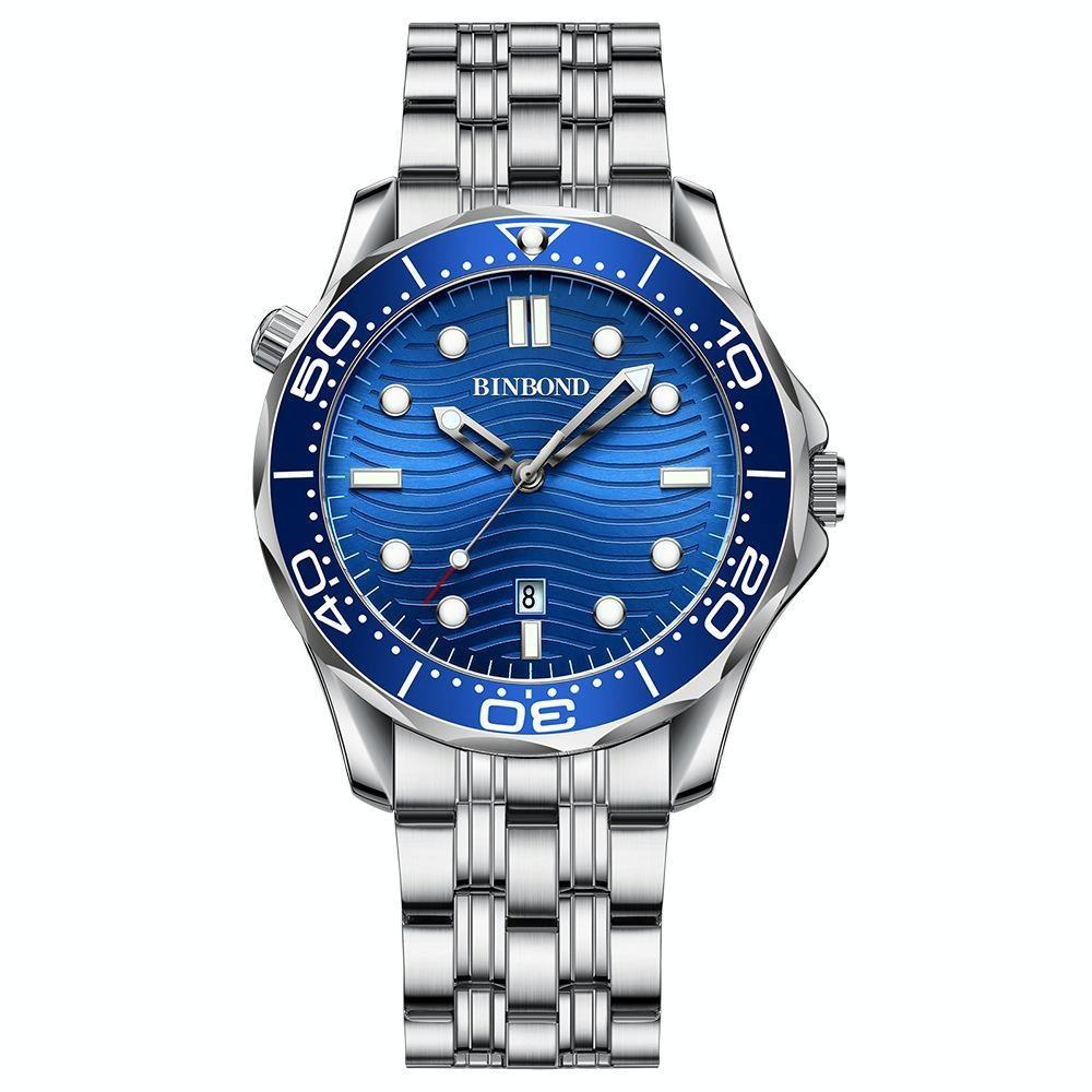 V562-3028043060DBT-202508271610-00 30m Waterproof Men Quartz Watch - Luminous Blue Steel Surface - Image 1