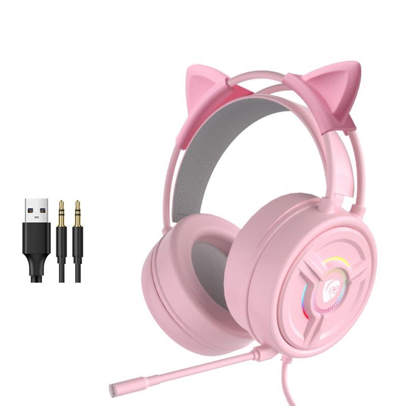 V562-4007171060DBT-202508280336-00 Psh-200 Wired Gaming Headset With Microphone Pink Cat Ear - Image 1