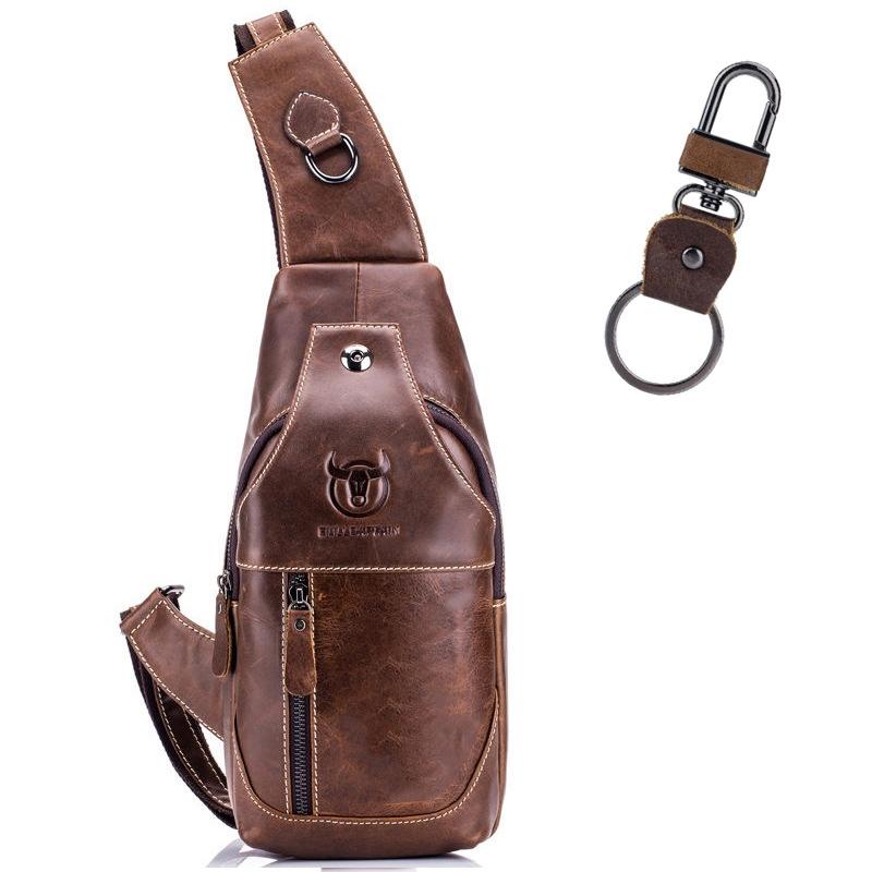 V562-5031313850DBT-202508280220-00 Retro Leather Crossbody Chest Bag Chestnut Brown + Buckle - Image 1