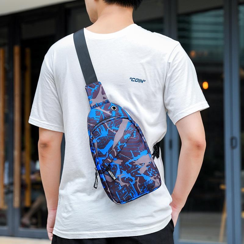 V562-6002753060DBT-202508271554-00 Men Oxford Cloth Chest Bag Graffiti Blue Ideal For Sports And Travel - Image 1