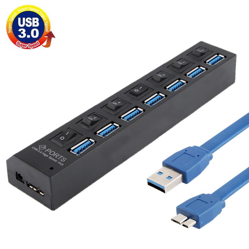 V562-7103-HU-S-202508292208-00 7-Port Usb 3.0 Hub 5Gbps Plug & Play 1Tb Support - Black - Image 1