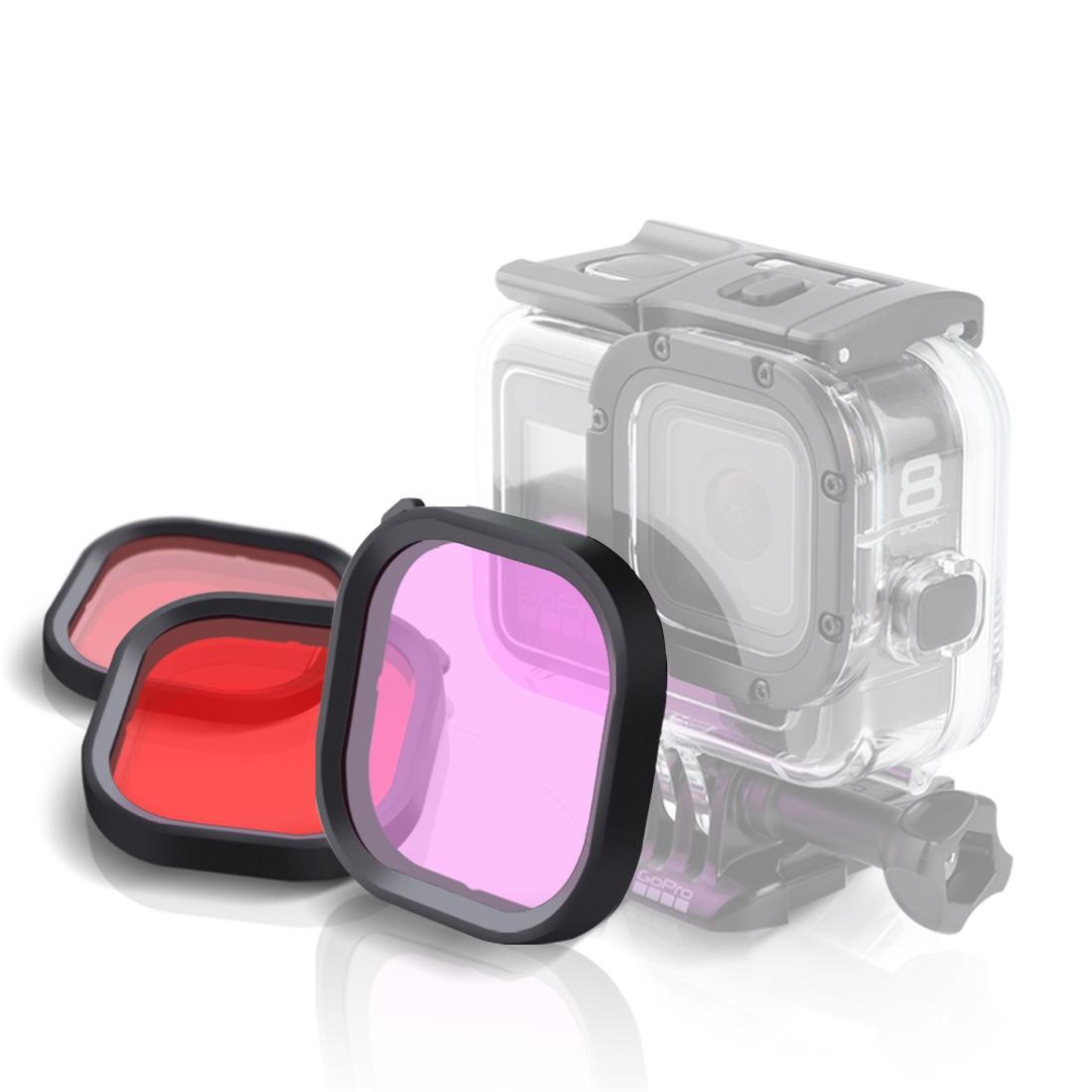 V562-7290ACD-202508280711-00 Square Diving Lens Filter Kit for Gopro Hero8 Waterproof Housing - 3 Colours - Image 1