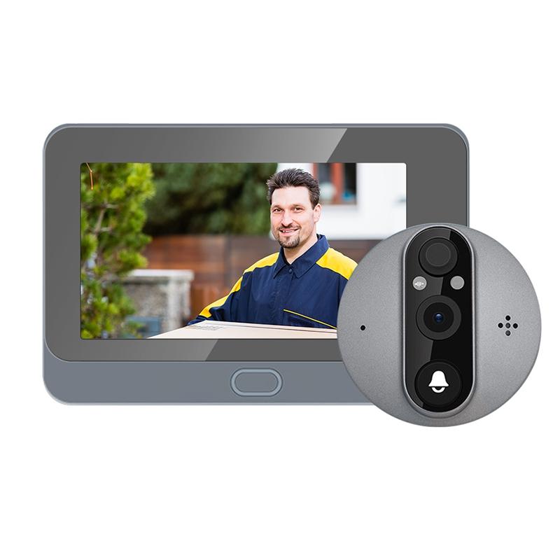 V562-A100649500ADE-202508271710-00 Smart Wifi Door Viewer With Wide-Angle Pir & Night Vision - 1080P 4.3 Inch Dingdong Photo - White - Image 1