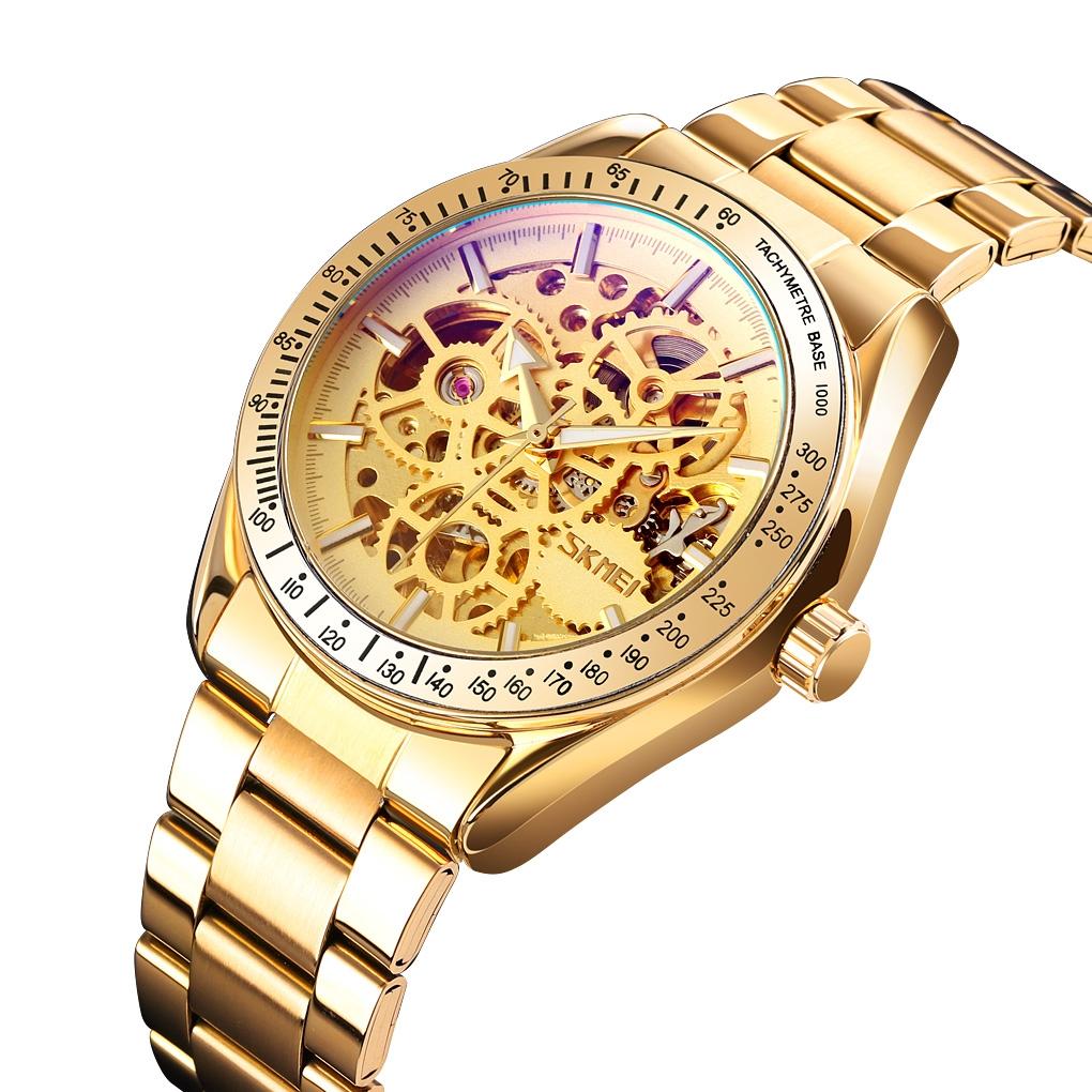 V562-A102139100ADE-202508281340-00 Men Automatic Mechanical Watch with Gear Dial - Gold - Image 1