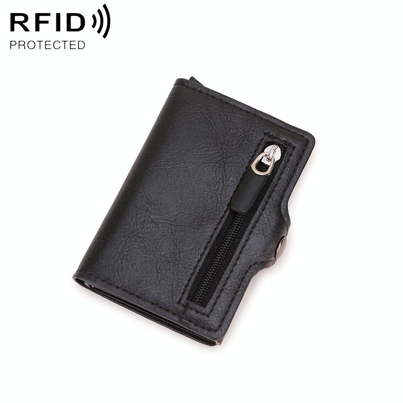 V562-A102627300ADE-202508282030-00 Multi-card Rfid Leather Holder with Metal Accent - Black - Image 1