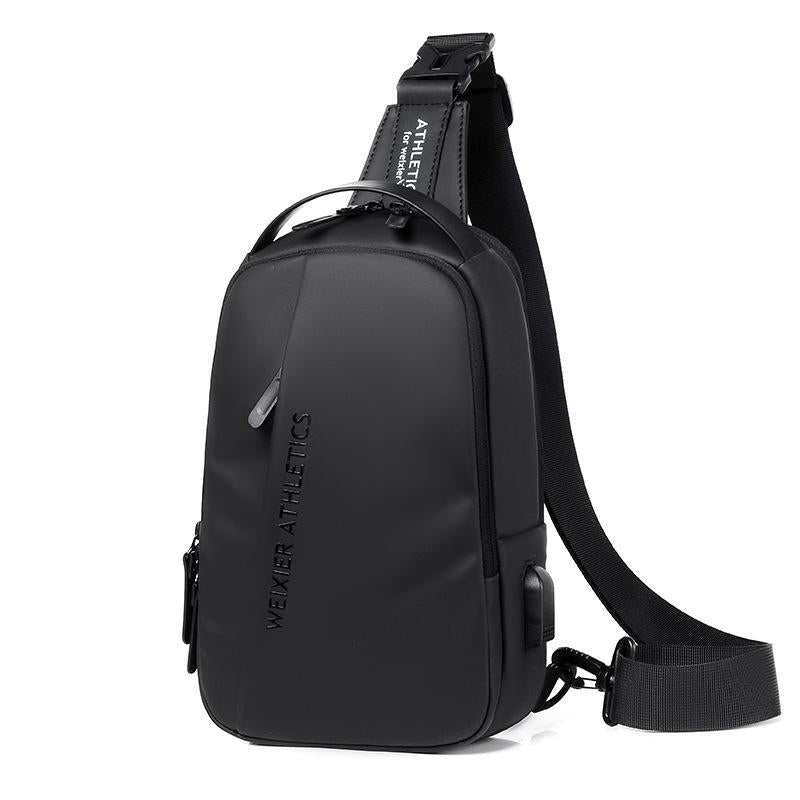 V562-A1027433060DBT-202508290541-00 Compact Shoulder Sling USB Crossbody Chest Bag For Men - Black - Image 1