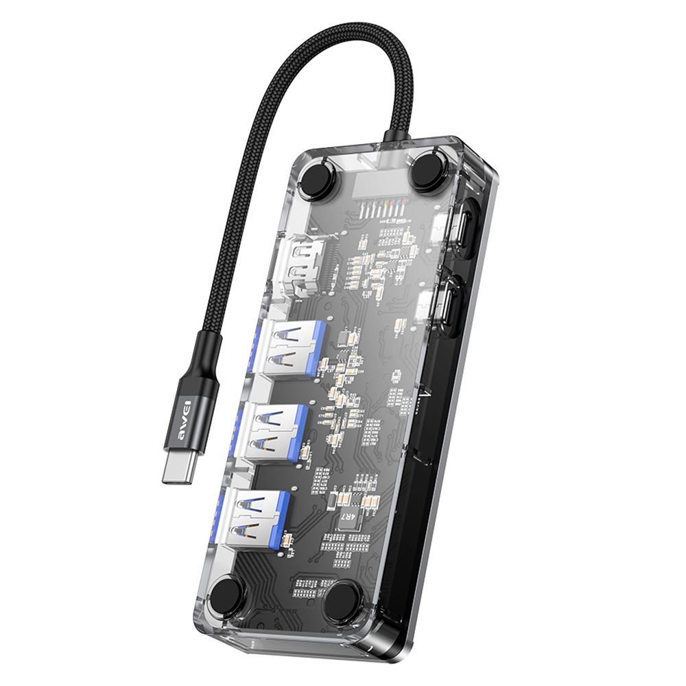 V562-A107535700ADE-202508280130-00 6-In-1 Type-C Hub Adapter Grey - Image 1