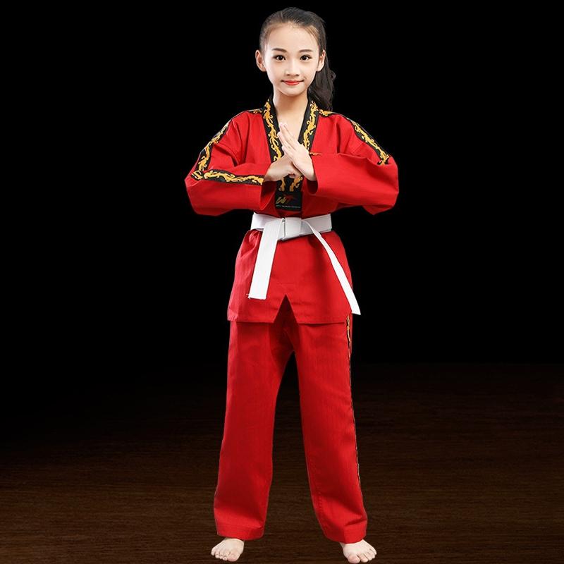 V562-A1082134060DBT-202508290516-00 130Cm Cotton Taekwondo Training Uniform For All Ages - Red - 130 - Image 1