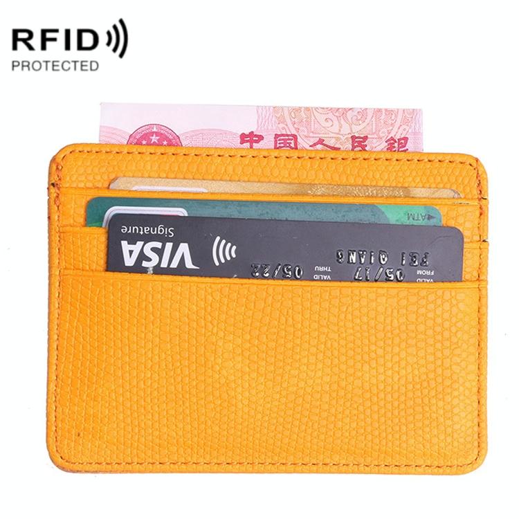 V562-A1094880950DBT-202508280510-00 Pu Rfid Card Holder with Lizard Pattern - Yellow - Image 1