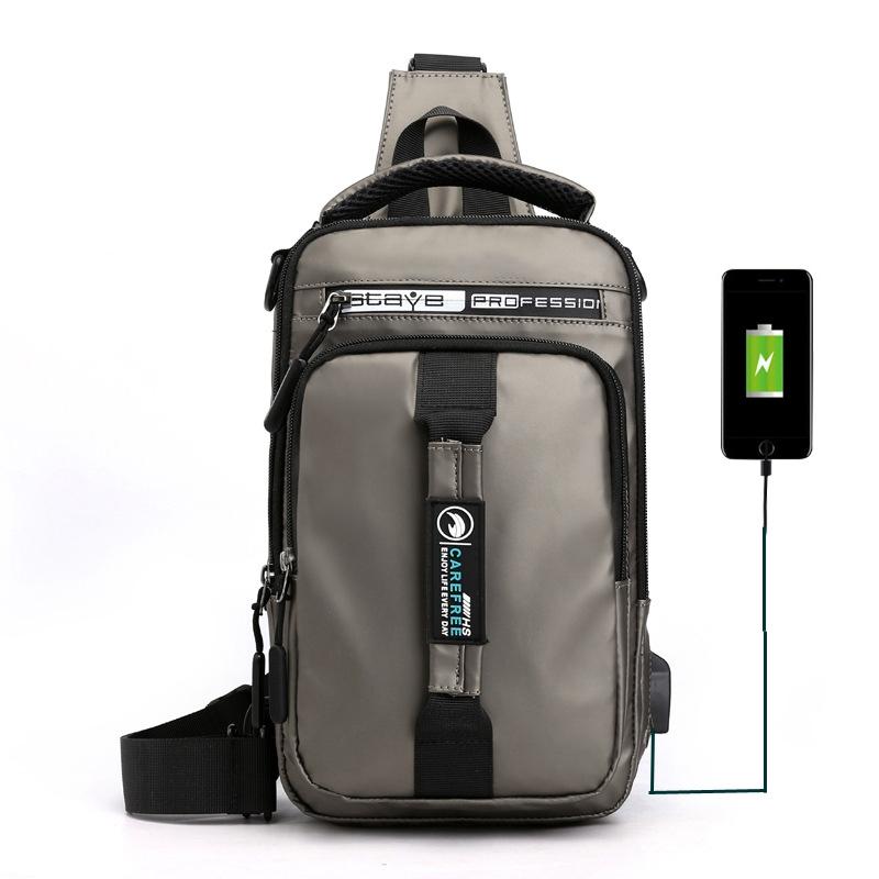 V562-A1096691750DBT-202508282311-00 Men Multifunctional Chest Bag Usb Charging Port Single / Double Shoulder - Khaki - Image 1