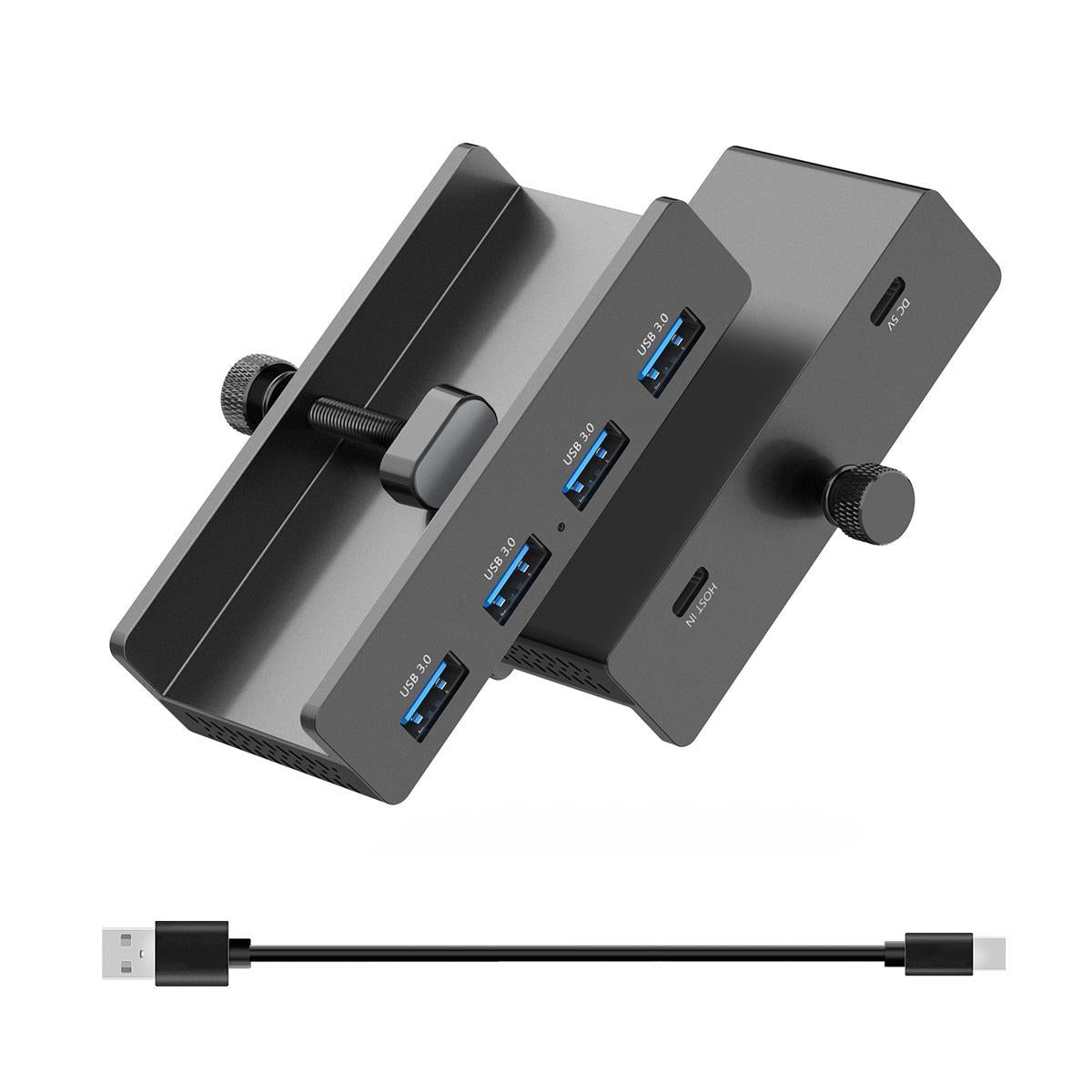 V562-A109939700ADE-202508280635-00 4-Port Usb3.0 Clamp Hub In Aluminum Alloy Black - Image 1