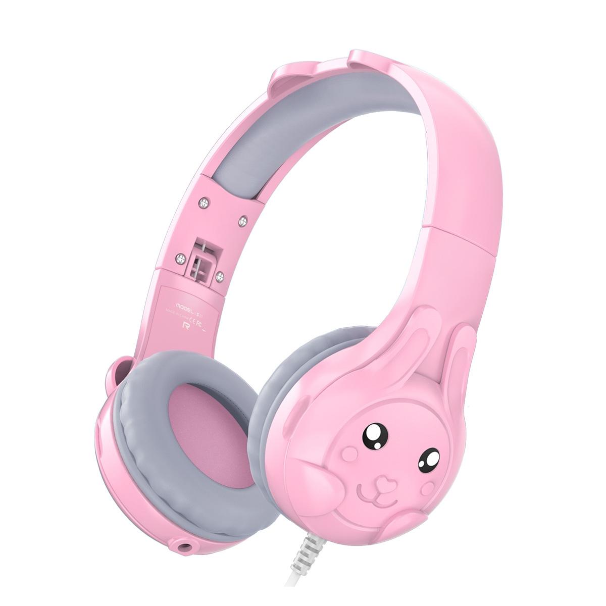 V562-B100378300ADE-202508292135-00 Kids Wired Over-Ear Earphone With Mic 1.5M - Pink - Image 1