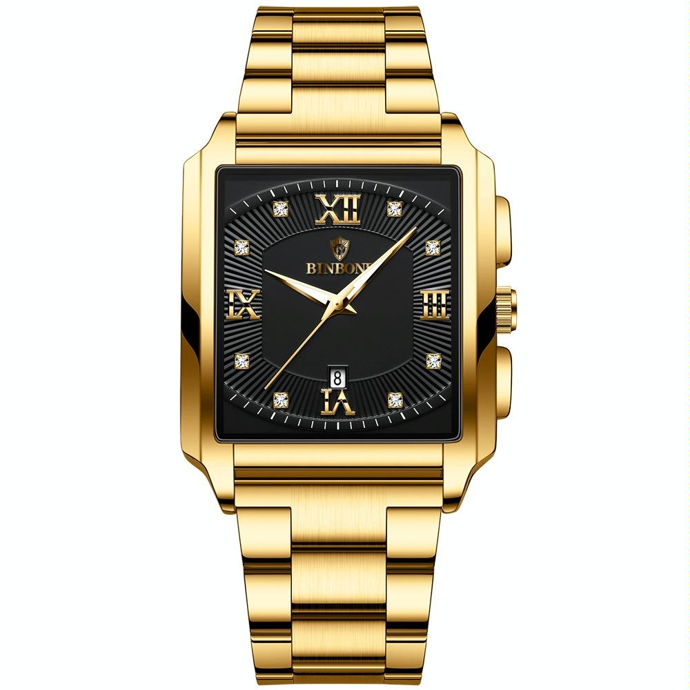 V562-B1013533060DBT-202508281040-00 Waterproof Men Quartz Watch - Rectangular Outdoor Design - Full Gold-Black - Image 1