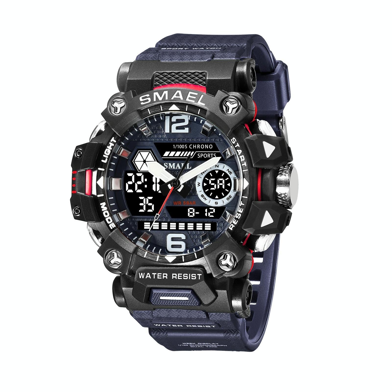 V562-B1016433060DBT-202508281920-00 Waterproof Dual Display Outdoor Watch - Multifunctional Alloy for Men - Blue - Image 1