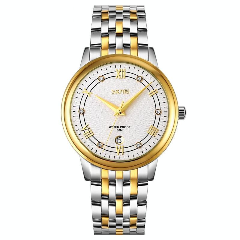 V562-B102032300ADE-202508290830-00 Waterproof Quartz Watch with Stainless Steel Buckle for Men - Gold And Silver - Image 1