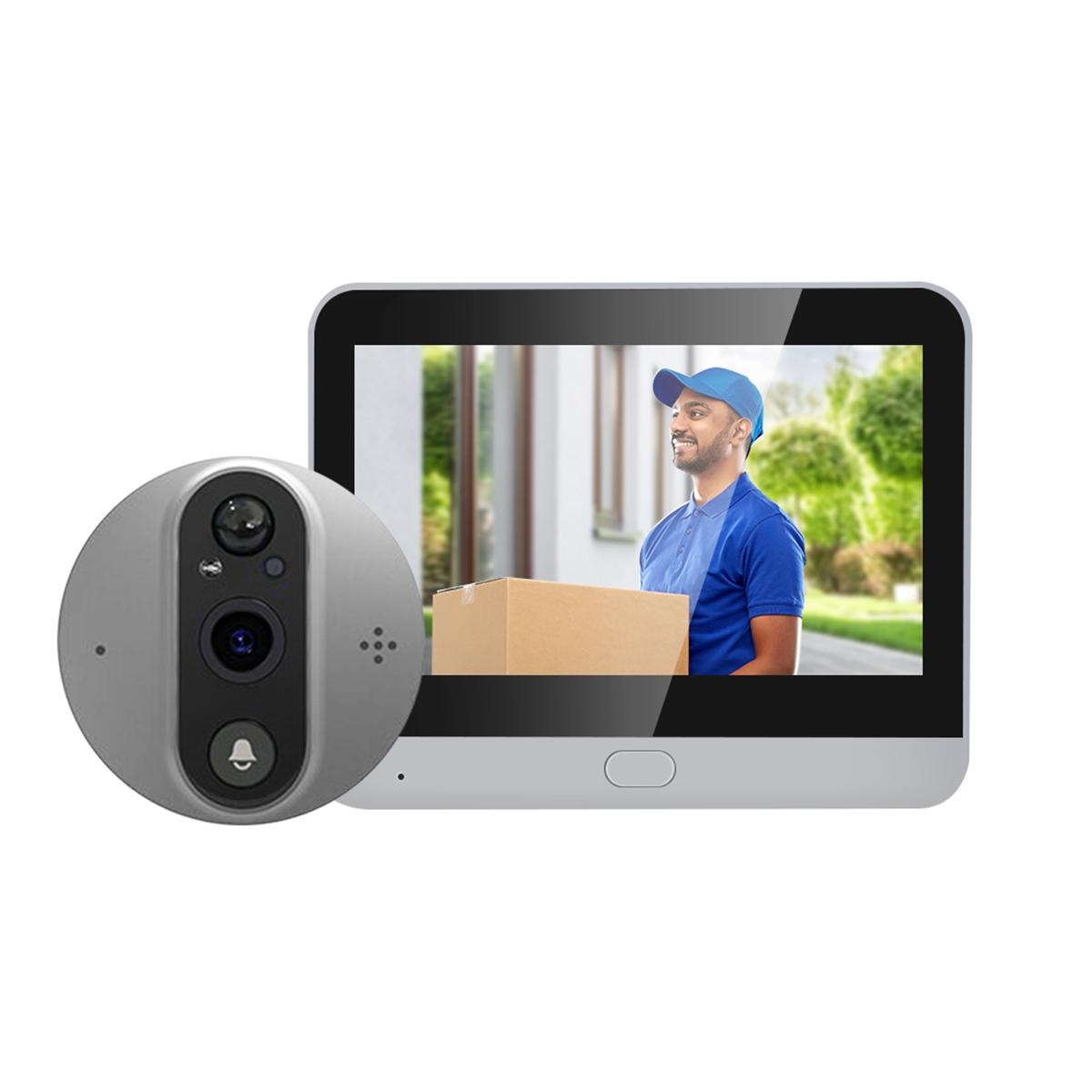 V562-B102307600ADE-202508281911-00 Smart Digital Door Viewer With 1080P Resolution Wide Angle Pir & Night Vision - Silver - Image 1
