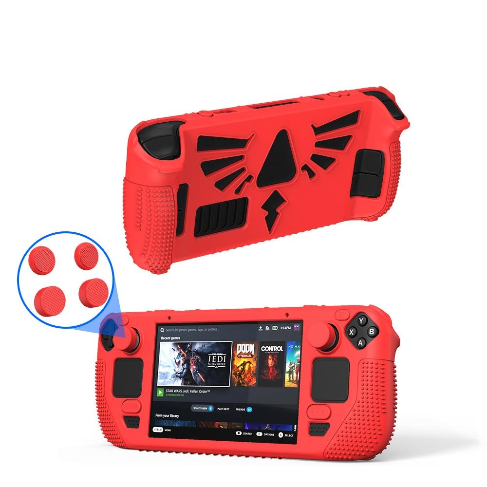 V562-B1023223060DBT-202508281604-00 Silicone Protective Case with Holder for Steam Deck v V4-1 Pocket Consoles - Red - Image 1