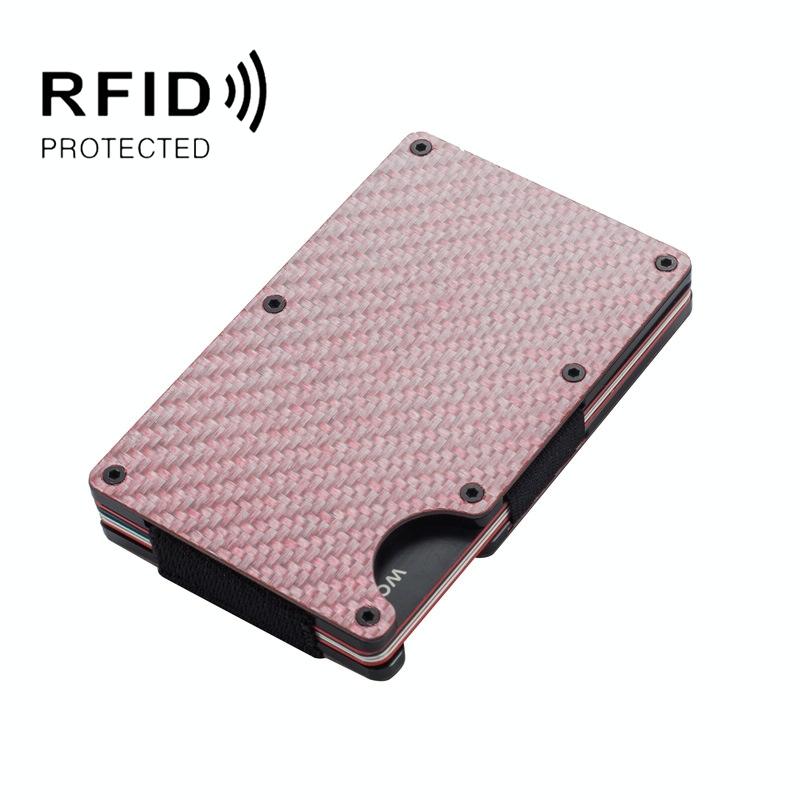 V562-B1054283060DBT-202508281946-00 Carbon Fiber Rfid Card Holder - Secure & Stylish - Red - Image 1