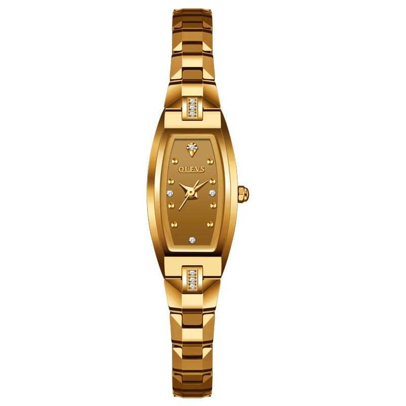 V562-B106302200ADE-202508280406-00 Women Tungsten Steel Quartz Watch with Small Diamond Dial - Gold - Image 1