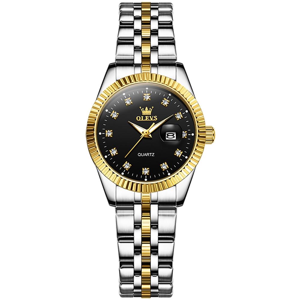 V562-B107737400ADE-202508282026-00 Women Luminous Diamond Quartz Watch - Waterproof - Black - Image 1