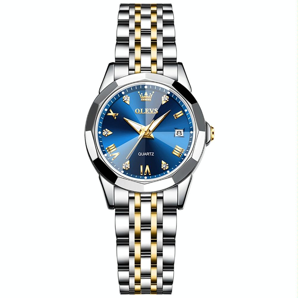 V562-B108147400ADE-202508280740-00 Waterproof Quartz Watch with Butterfly Buckle for Women - Blue - Image 1
