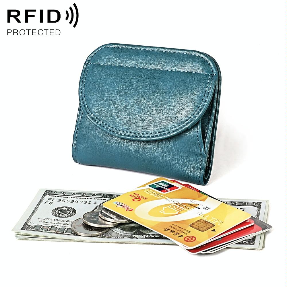 V562-B109788200ADE-202508281331-00 Women Leather Rfid Blocking Coin Purse - Compact Design - Blue - Image 1