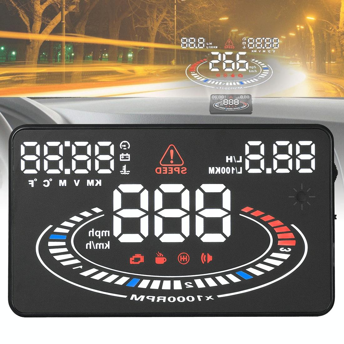 V562-B7482-SMC-S-202508272312-00 5.5 Inch Car Obdii / Euobd Hud Display Speed Fuel Alarm Black - Image 1